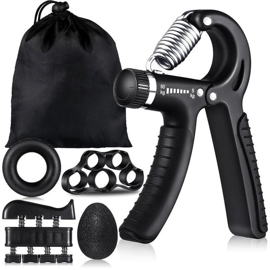 6Pcs Hand Grip Strengthener Kit, Hand Strength Exerciser, Adjustable Resistance 22 to 132Lbs Hand Gripper,Finger Exerciser,Finger Stretcher,Grip Ring & Stress Relief Grip Ball（Orange）